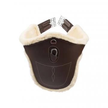 Kentucky springsingel met buikflap en imitatiewol bruin