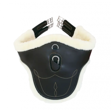 Kentucky springsingel met buikflap en imitatiewol zwart