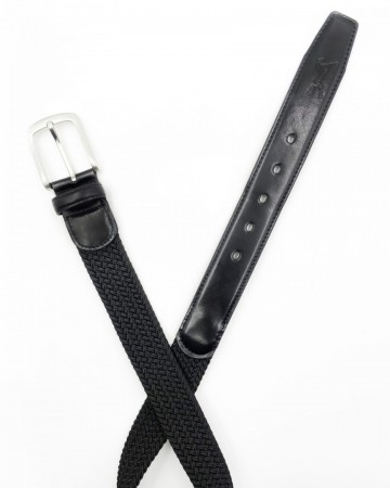 Fager elastisch leren riem zwart zwart