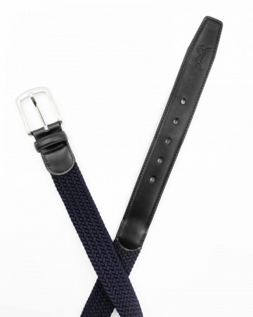 Fager elastisch leren riem zwart navy