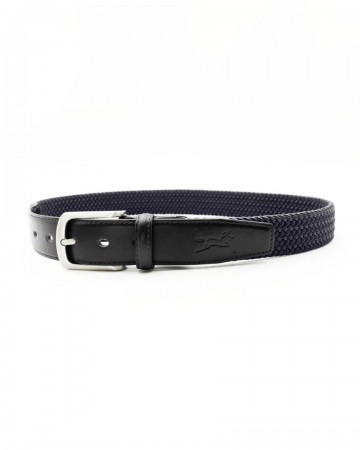 Fager elastisch leren riem zwart navy