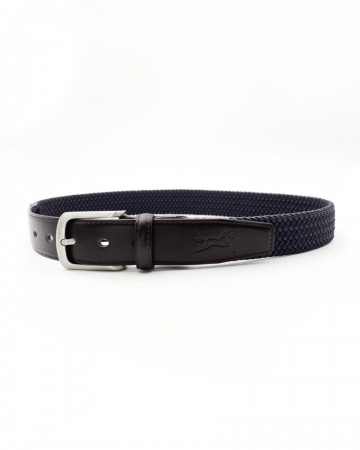 Fager elastisch leren riem bruin navy