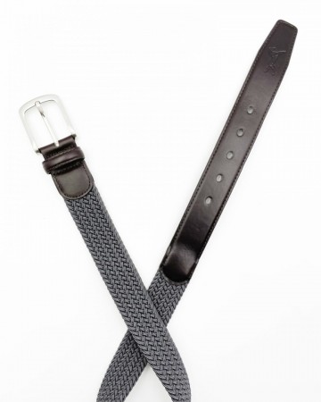 Fager elastisch leren riem bruin grijs